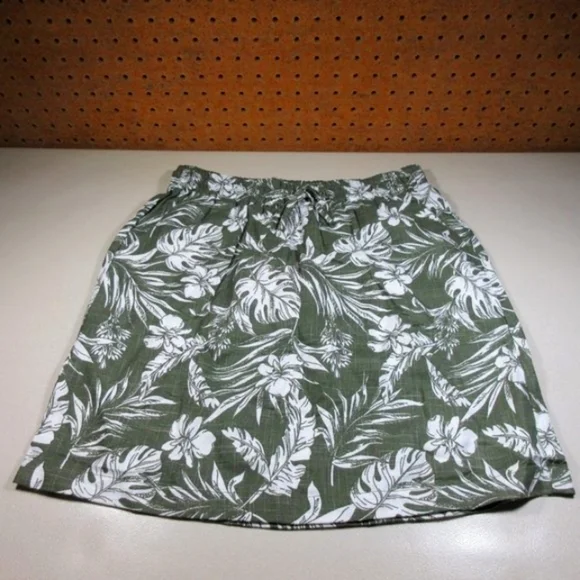 KUT from the KLOTH womens dark olive an white ferns Hawaiian midi skirt M NWT - Picture 1 of 5